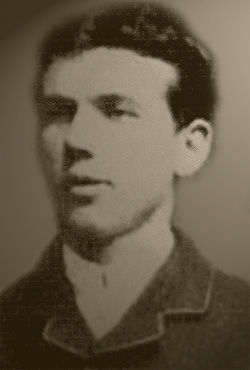 John Lee in 1883, pictured as a young servant before the Babbacombe murder, dressed formally and photographed shortly after his arrest for stealing silver plate