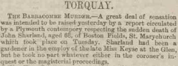 Western Times obituary for John Sharland, gardener at The Glen, 2 June 1887